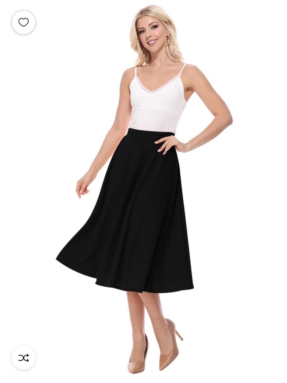 Classic Black A-Line Midi Skirt - Women's Skirt